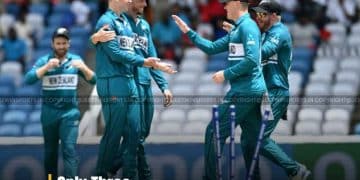 players celebrating after wicket