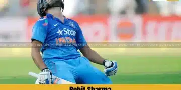 rohit sharma on ground facing towards the sky
