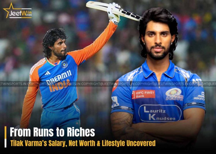 Tilak Varma lifting up cricket bat