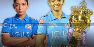 harmanpreet kaur holding trophy