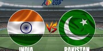 India and Pakistan flags displayed for a cricket