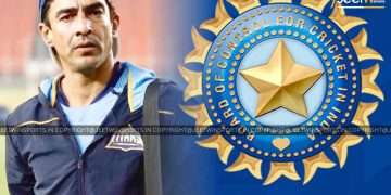 Cricket player with the BCCI logo