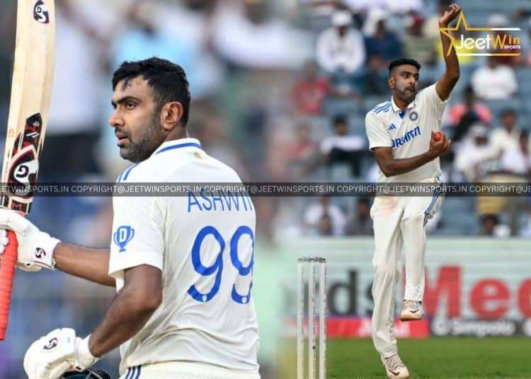 Ravichandran Ashwin in action on cricket field