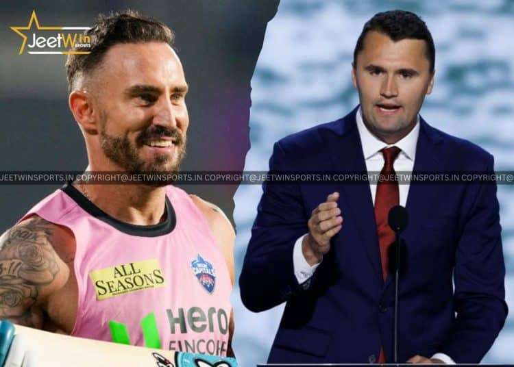 Cricketer and a man in a suit speaking into a microphone at an event